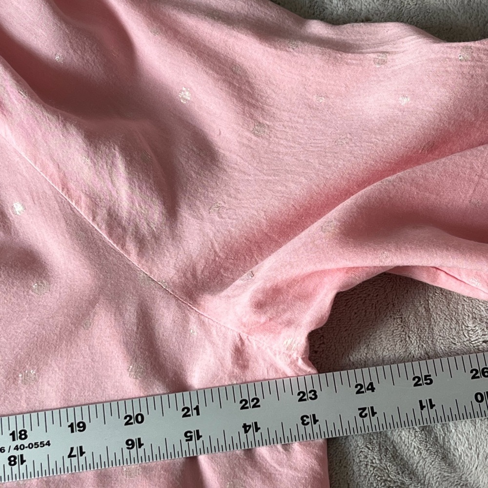 Crown & Ivy 100% Cotton Split V Blush Pink Silver Beads Peasant Blouse Sz XL - Picture 10 of 12